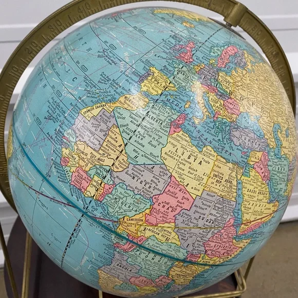 Vtg Crams Imperial 12 Inch World Globe Aviation Routes Metal Base USSR 1960’s